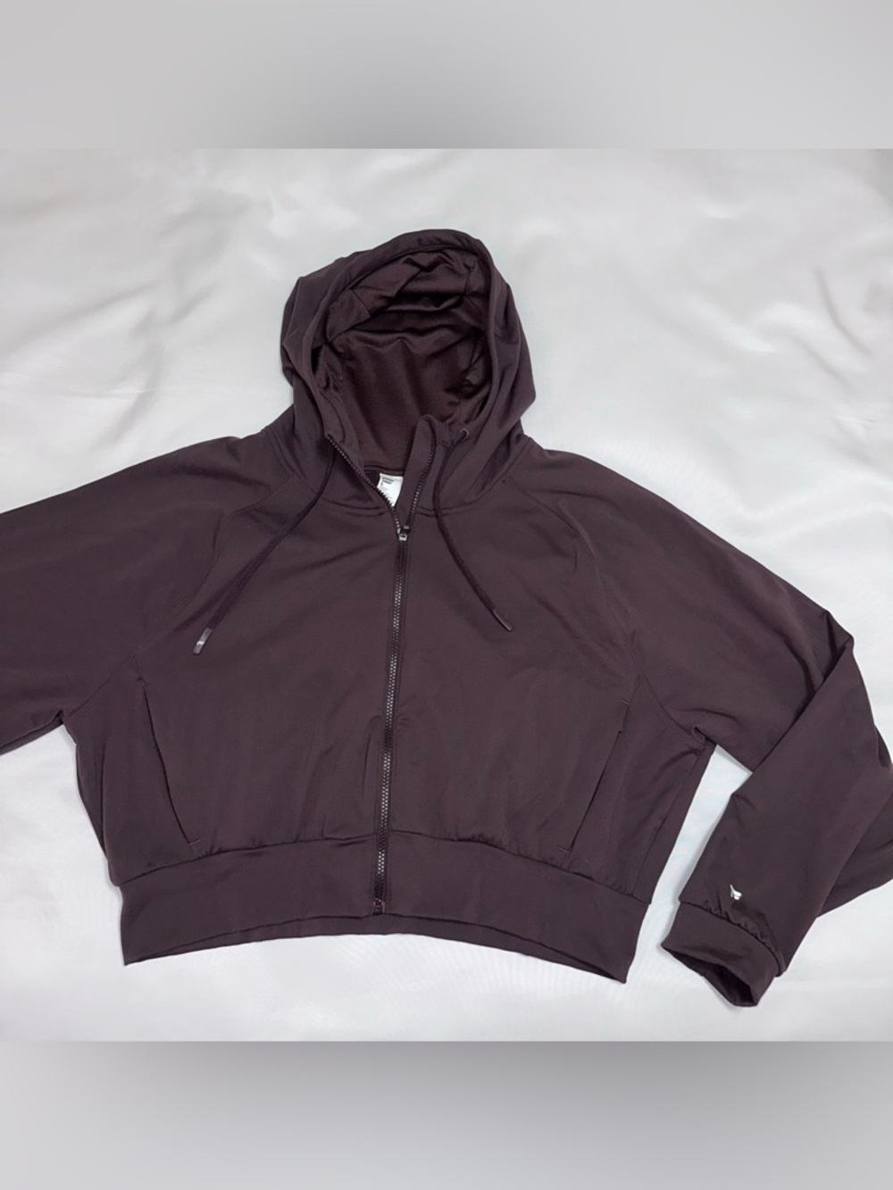 Fabletics Cropped Zip-Up Hoodie - Dark Plum jacket ladies XL